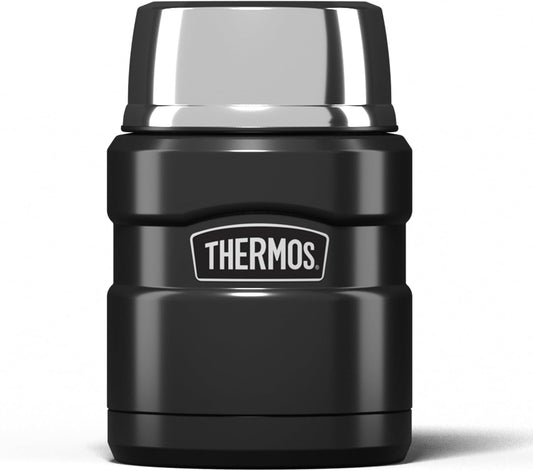 Thermos Stainless King Gun Metal Food Flask (470ml) 9h Hot | 14h Cold | Thermal vacuum insulated stainless steel metal hot food container with lid for soup, meal prep, work packed lunch, camping