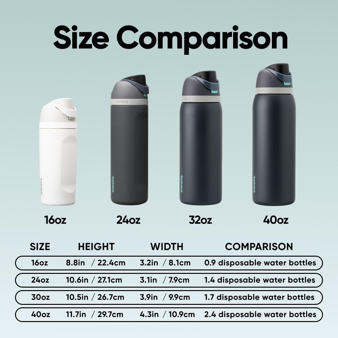Owala FreeSip Insulated Stainless Steel Water Bottle, 710ml, Foggy Tide