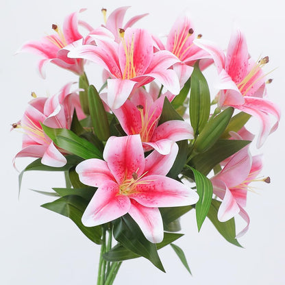 Olrla 60CM Long Artificial Lily Flower Pink for Table Centerpiece Decor | long stem, 4pcs, easy maintenance, long-Lasting Beauty, DIY arrangement, for indoor home decor, office, hotel lobby