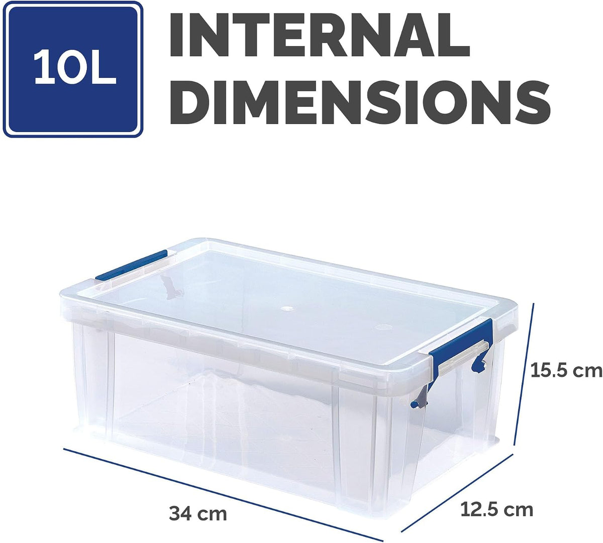 Bankers Box 10L Plastic Storage Boxes with Lids. ProStore Super Strong Plastic Storage Boxes (14 x 34 x 21.5cm), Made in the UK, Clear