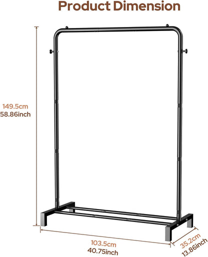Clothes Rail for Bedroom - Clothing Rail with Shelf - Black