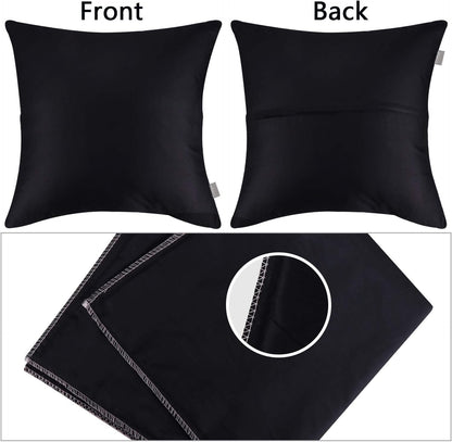 4 Pack Pillow cover,Cotton Comfortable Solid Decorative Throw Pillow Case Square Cushion Cover Pillowcase (Cover Only,No Insert) (16x16 inch/ 40x40cm, Black)