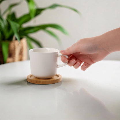 BambooMN Heavy Duty 100% Eco-Friendly Natural Bamboo Coasters - 3.75" - Round - 4 Piece Coaster Set