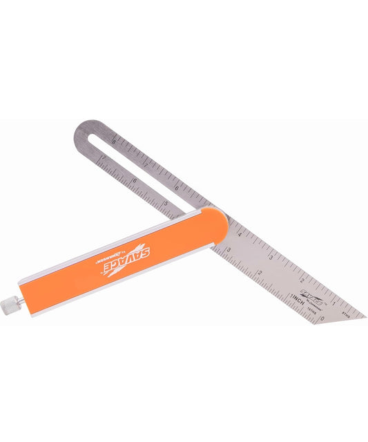 Swanson Tool Co SVV150 9 inch Savage T-Bevel with Stainless Steel Rule, Inches/Metric Marks, Comfort Grip Handle, Secure Metal Knob