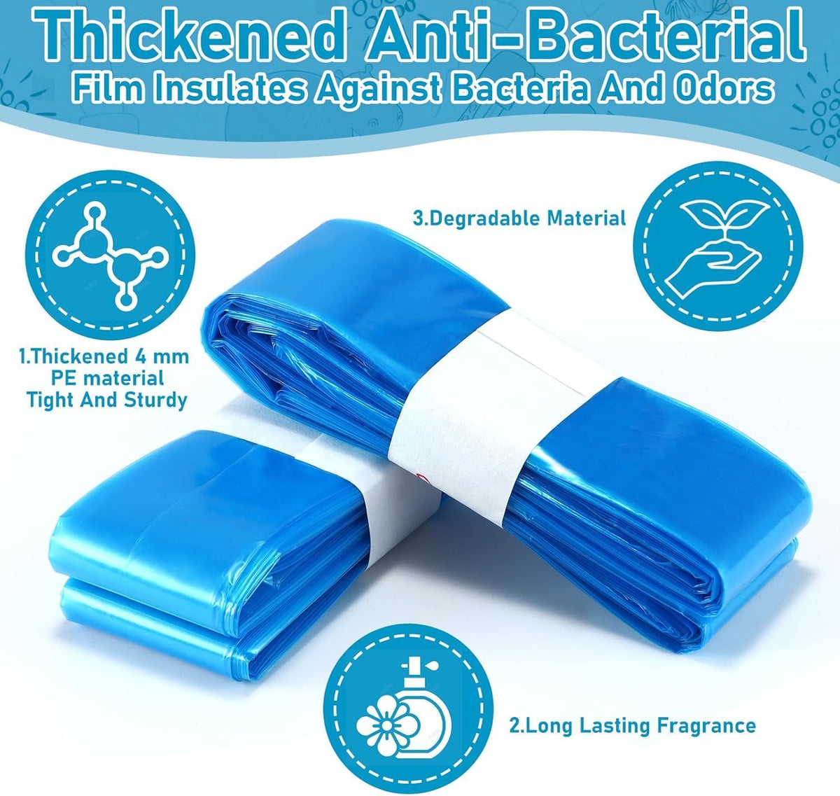 8 Pack Nappy Bin Refills, Diaper Pail Refill Bags, Scented Refills Diaper Pail Disposal Sacks Holds 1840 Diapers, Compatible with All Models of Trash Bins, Prevent Bacteria