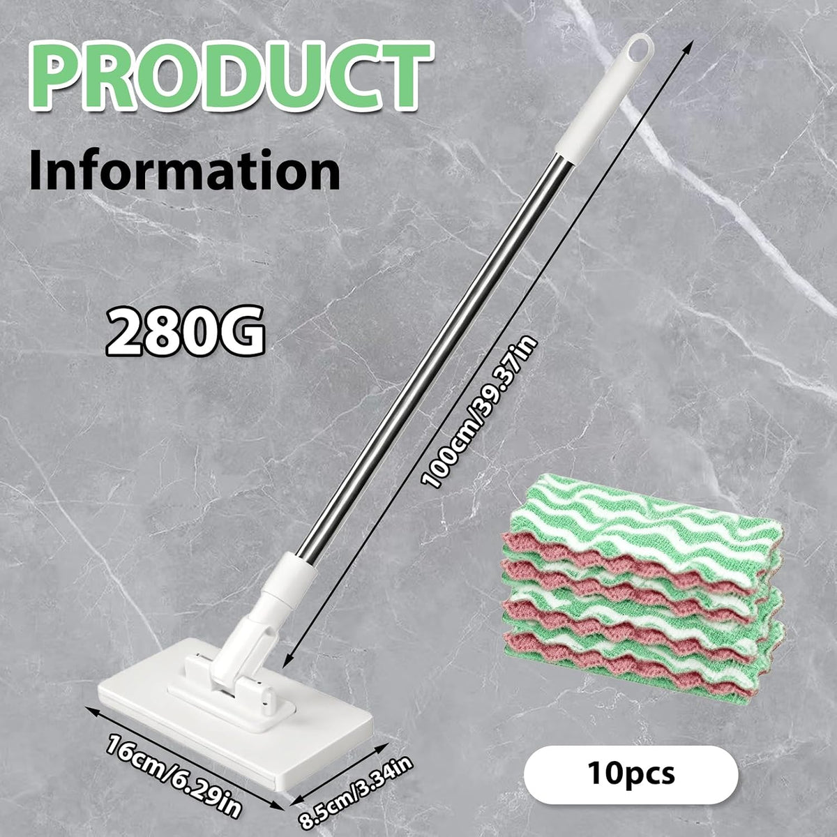 Lazy Mop for Cleaning Floors Mop With Pressure Clamping System Mini Mops no Need to Wash by Hand one-Touch Replacement 10 dry Sweeping Cloths, Suitable for Kitchens, Walls and Windows