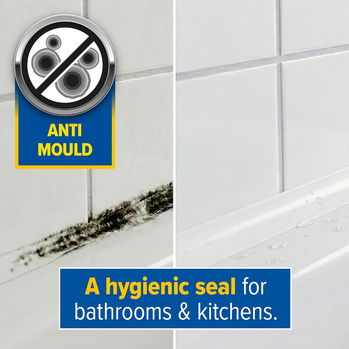 Dryzone Silicone Sealant White Anti-Mould - Waterproof Premium Sanitary-Grade, Low VOC Sealant for Bathroom and Kitchen
