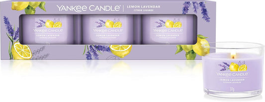 Yankee Candle Scented Candles Gift Set | Lemon Lavender Filled Votive Candles | Soy Blend Wax Mix | 3 Count, Lemon Lavendar, One Size, 1686369E