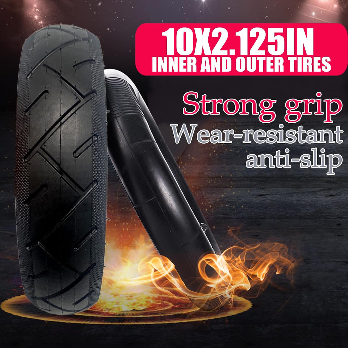 10 Inch Electric Scooter Tyres 10 x 2.125, Scooter Inner Tube and Tyre, Front/Rear Tires for Xiaomi Wheel Inflatable Tires Replacement