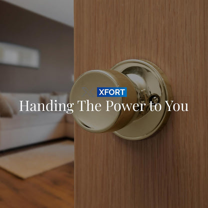 XFORT Cabriole Privacy Knob Set Polished Chrome, Keyless Door Knob with Lock for Internal Wooden Bathroom Doors, Complete Set with Tubular Latch