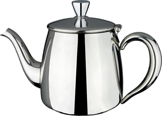 Café Olé PT-018 Premium Tea Pot, 18/10 Stainless Steel, Mirror Polished, 18oz/532ml, Stay Cool Hollow Handles, Perfect Pour Spout, Silver