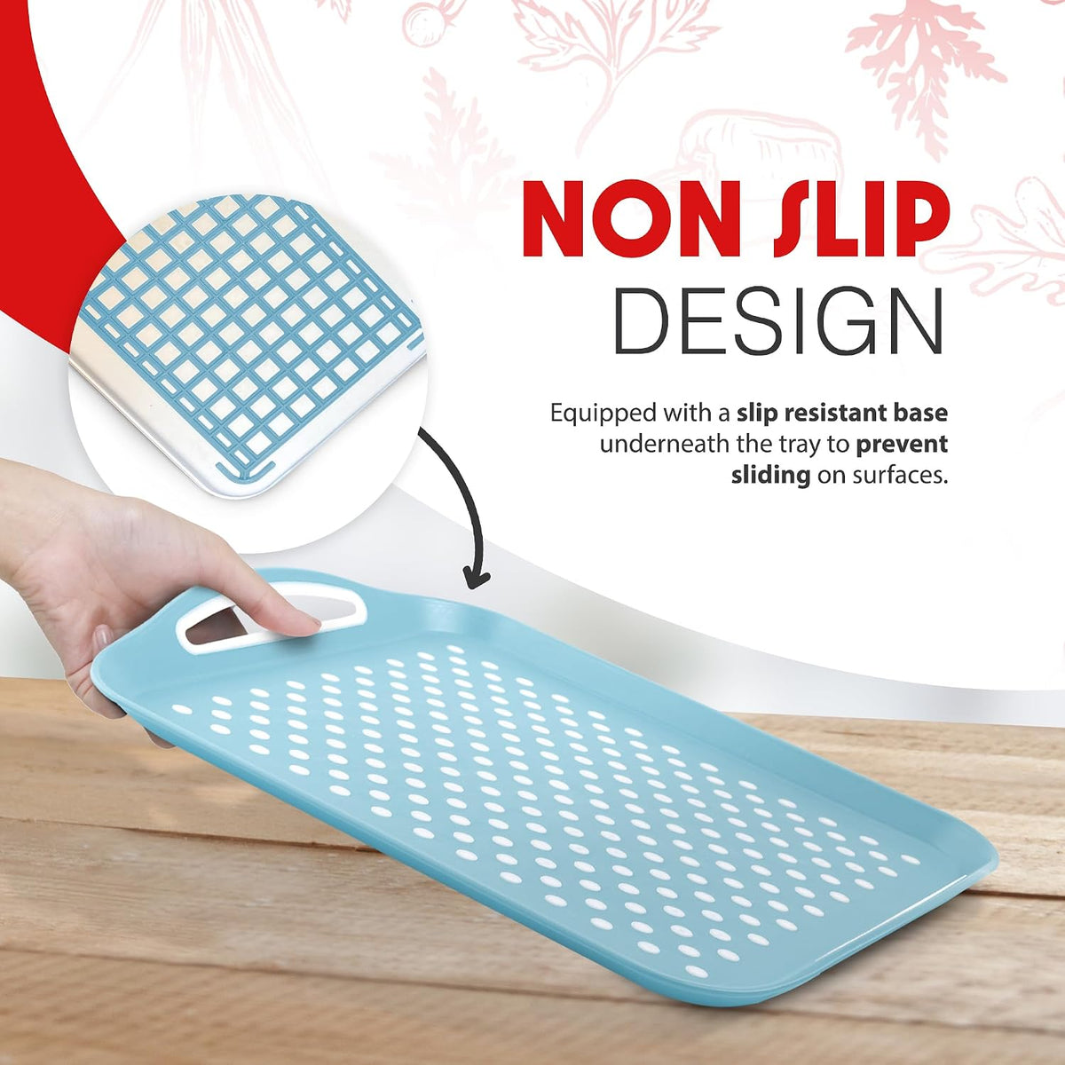Essen 2-Pack Serving Tray Set – Non-Slip Lap Boards with Grip Handles, Ideal for Food Prep, Tea, Breakfast in Bed – Plastic Tray for Stable Dining – Dishwasher Safe (Black/Black)