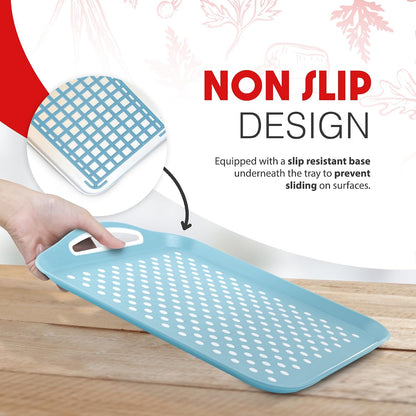 Essen 2-Pack Serving Tray Set – Non-Slip Lap Boards with Grip Handles, Ideal for Food Prep, Tea, Breakfast in Bed – Plastic Tray for Stable Dining – Dishwasher Safe (Black/Black)