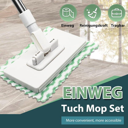 Lazy Mop for Cleaning Floors Mop With Pressure Clamping System Mini Mops no Need to Wash by Hand one-Touch Replacement 10 dry Sweeping Cloths, Suitable for Kitchens, Walls and Windows