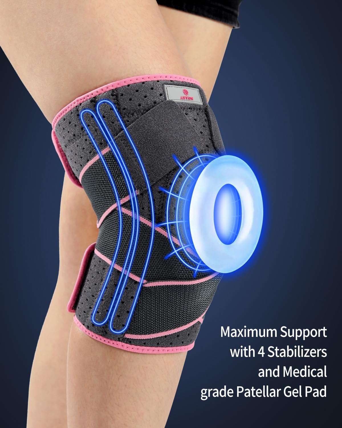 Knee Support 4XL/5XL, Adjustable Non-Slip Knee Brace with Side Stabilizers and Open Patella Gel Pad for Arthritis, Meniscus Tears, LCL/MCL/ACL Ligament Joint Pain (4XL/5XL)