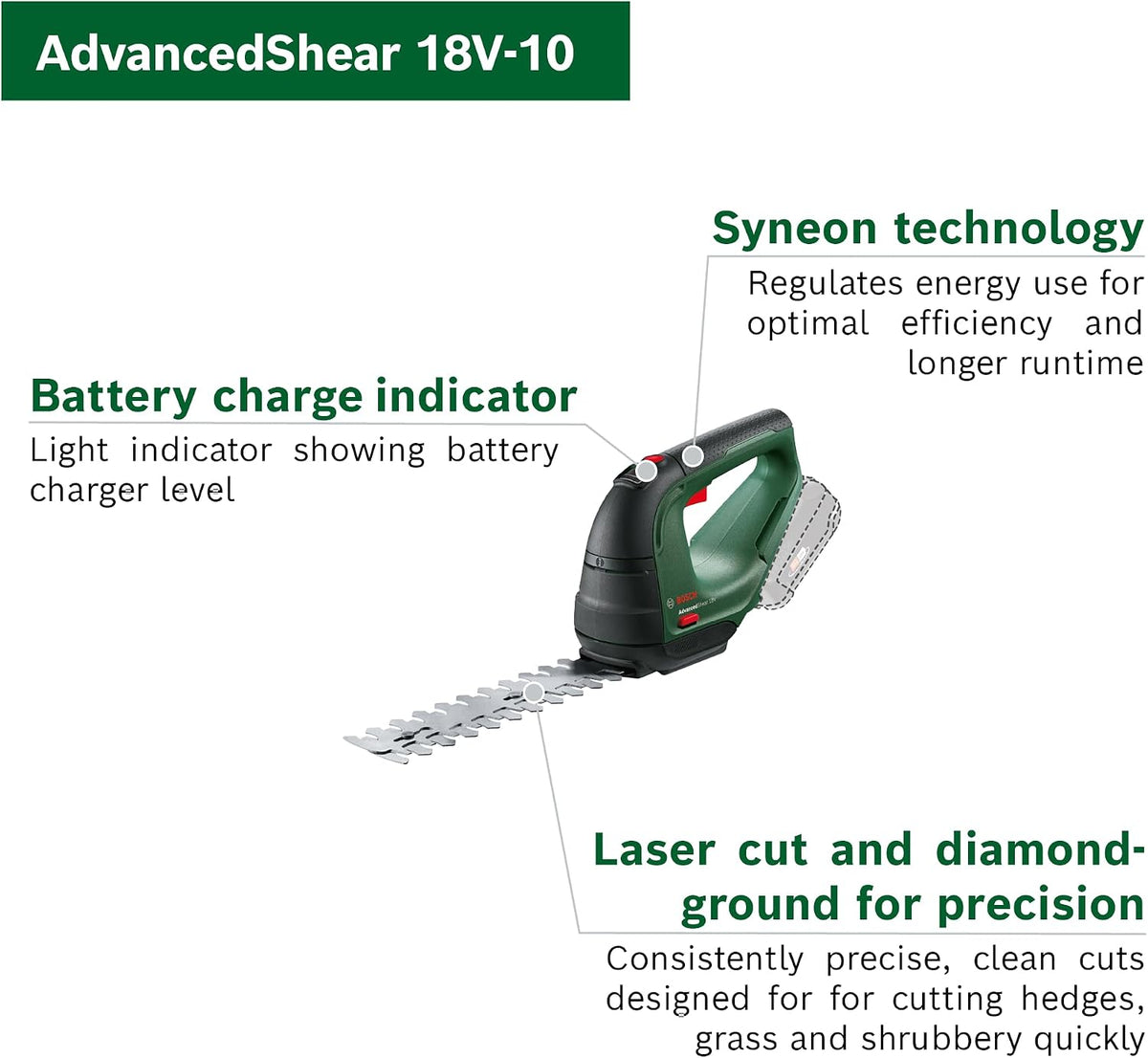 Bosch Cordless Grass Shear & Hedge Trimmer - AdvancedShear 18V-10