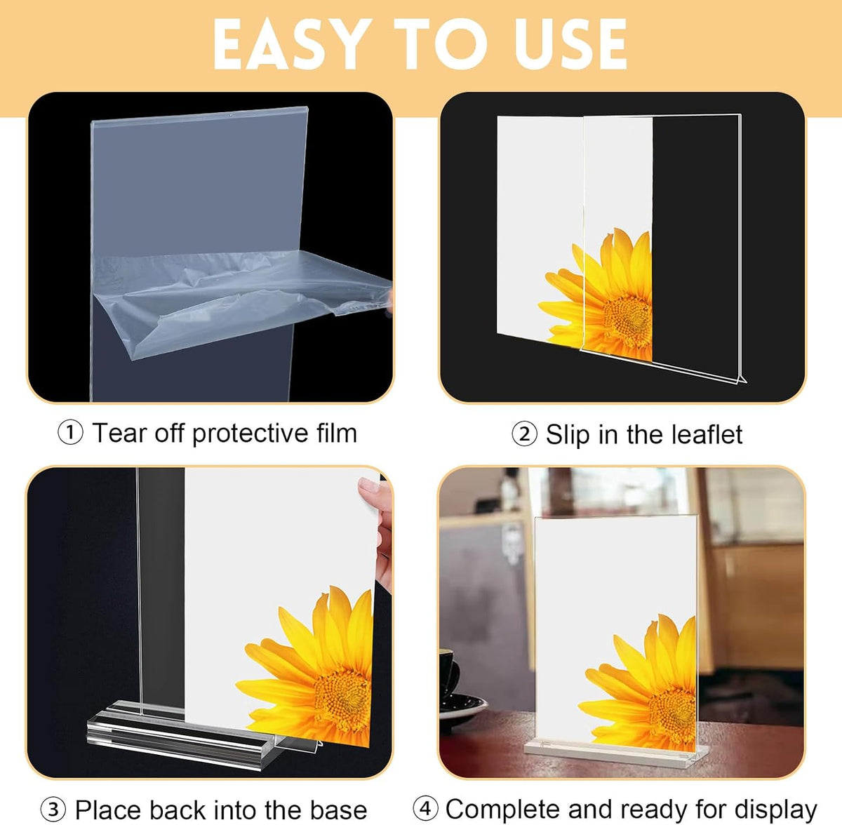 3 Pack A4 Acrylic Sign Holder,Clear Poster Menu Holders, A4 Stands Display Holder,Double Side Display Acrylic Sign Holder,T-Shape Perspex Display Holder for Office Shop Restaurant School