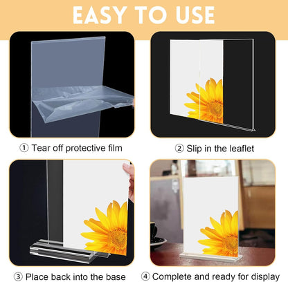3 Pack A4 Acrylic Sign Holder,Clear Poster Menu Holders, A4 Stands Display Holder,Double Side Display Acrylic Sign Holder,T-Shape Perspex Display Holder for Office Shop Restaurant School