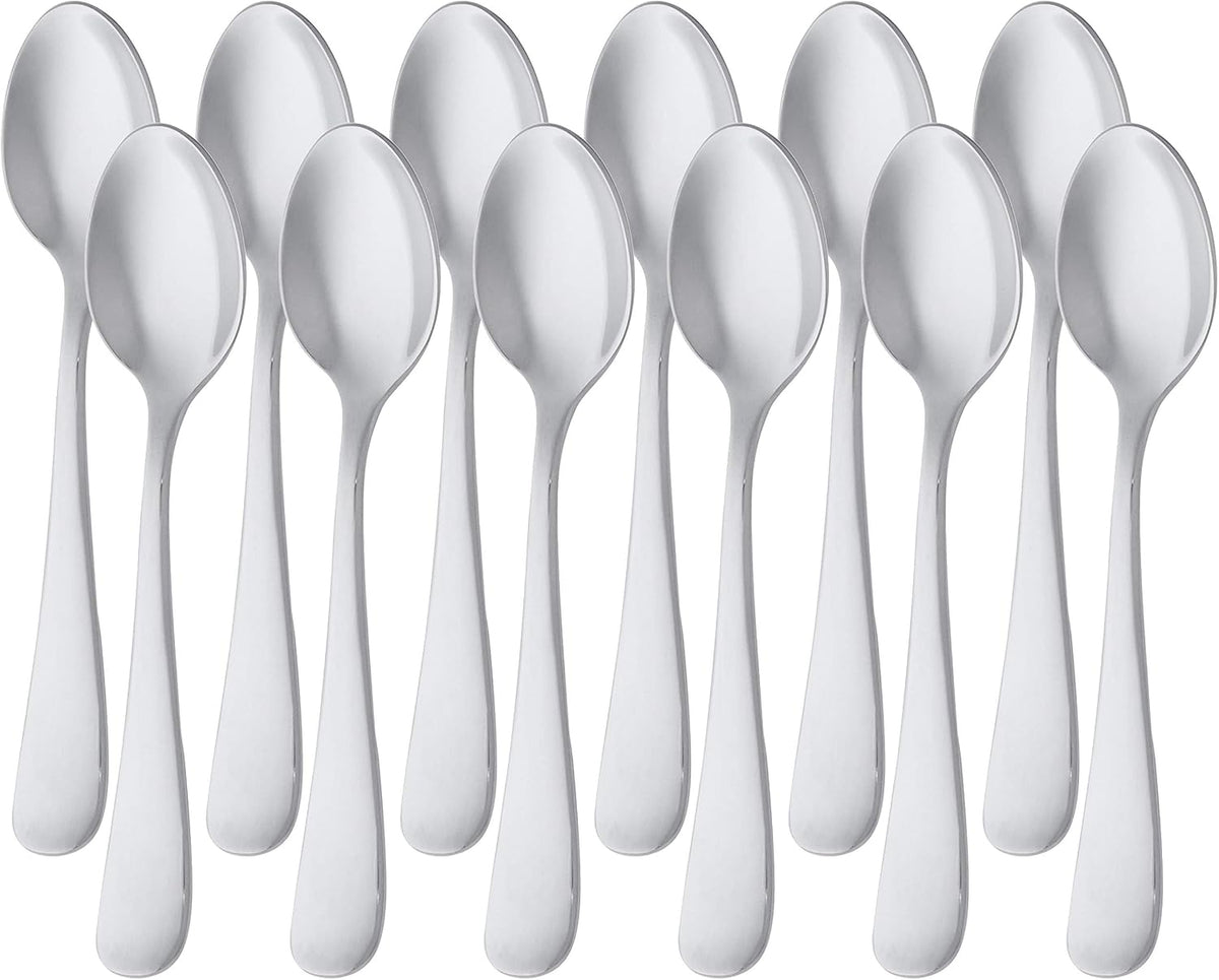 Amazon Basics Stainless Steel Coffee Spoon with Round Edge, 13.3 cm, Pack of 12, Silver