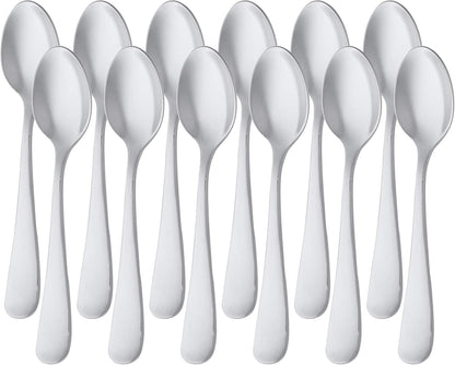 Amazon Basics Stainless Steel Coffee Spoon with Round Edge, 13.3 cm, Pack of 12, Silver