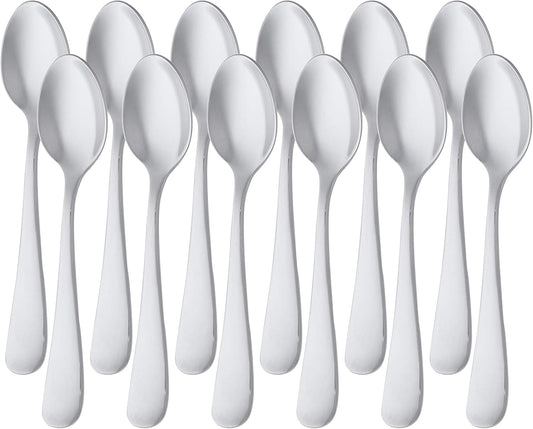 Amazon Basics Stainless Steel Coffee Spoon with Round Edge, 13.3 cm, Pack of 12, Silver