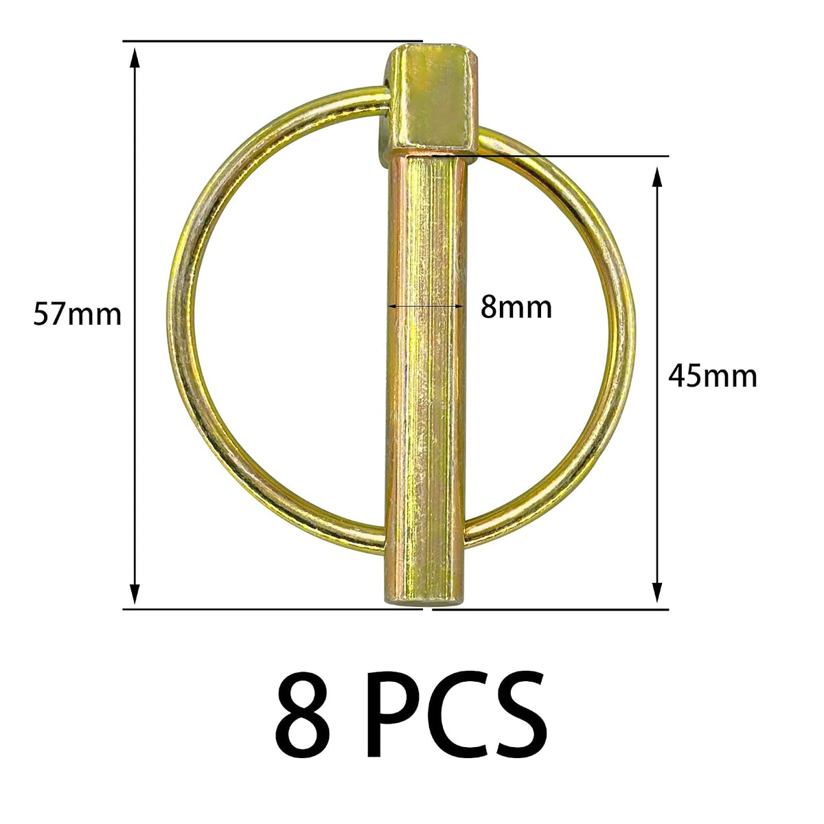 8 PCS Heavy Duty Lynch Spring Pin Assortment Kit,Round Linch Pins for Tractors, Trucks, Lawn Mowers (8mm)