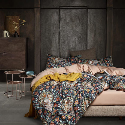 Cupocupa Duvet Cover King Size Set Boho Floral Pattern King Duvet Cover Set for King Size Bed Vintage Soft Bedding Leaf Print Paisley Duvet Cover with Pillowcases