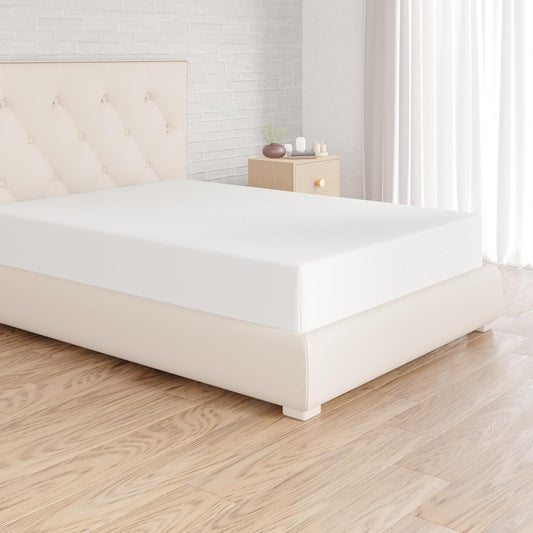 Amazon Basics Soft Microfibre Double Fitted Sheet with 30 cm Deep Pocket, 135 x 190 cm, White