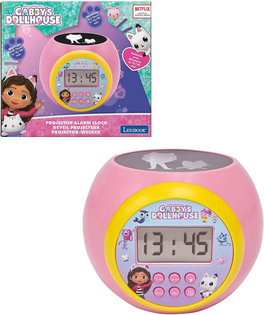 LEXIBOOK, Gabby's Dollhouse Projector Clock, RL977GDH | Celing projection, timer, LCD screen, Snooze, Battery operated, Pink