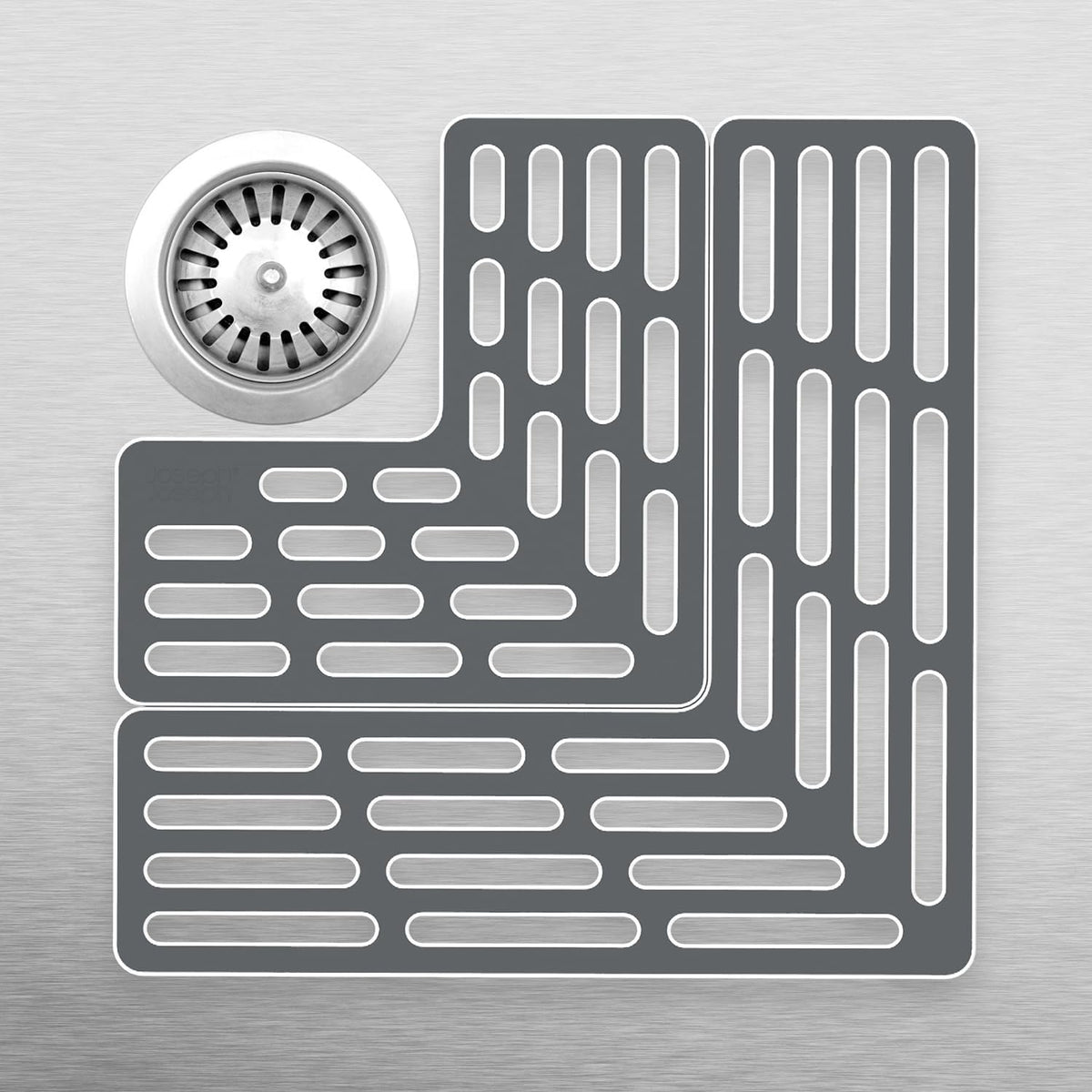 Joseph Joseph Sink Saver- 2 piece Adjustable Kitchen Sink Protector Mat with Non Slip feet, Grey
