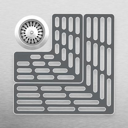 Joseph Joseph Sink Saver- 2 piece Adjustable Kitchen Sink Protector Mat with Non Slip feet, Grey