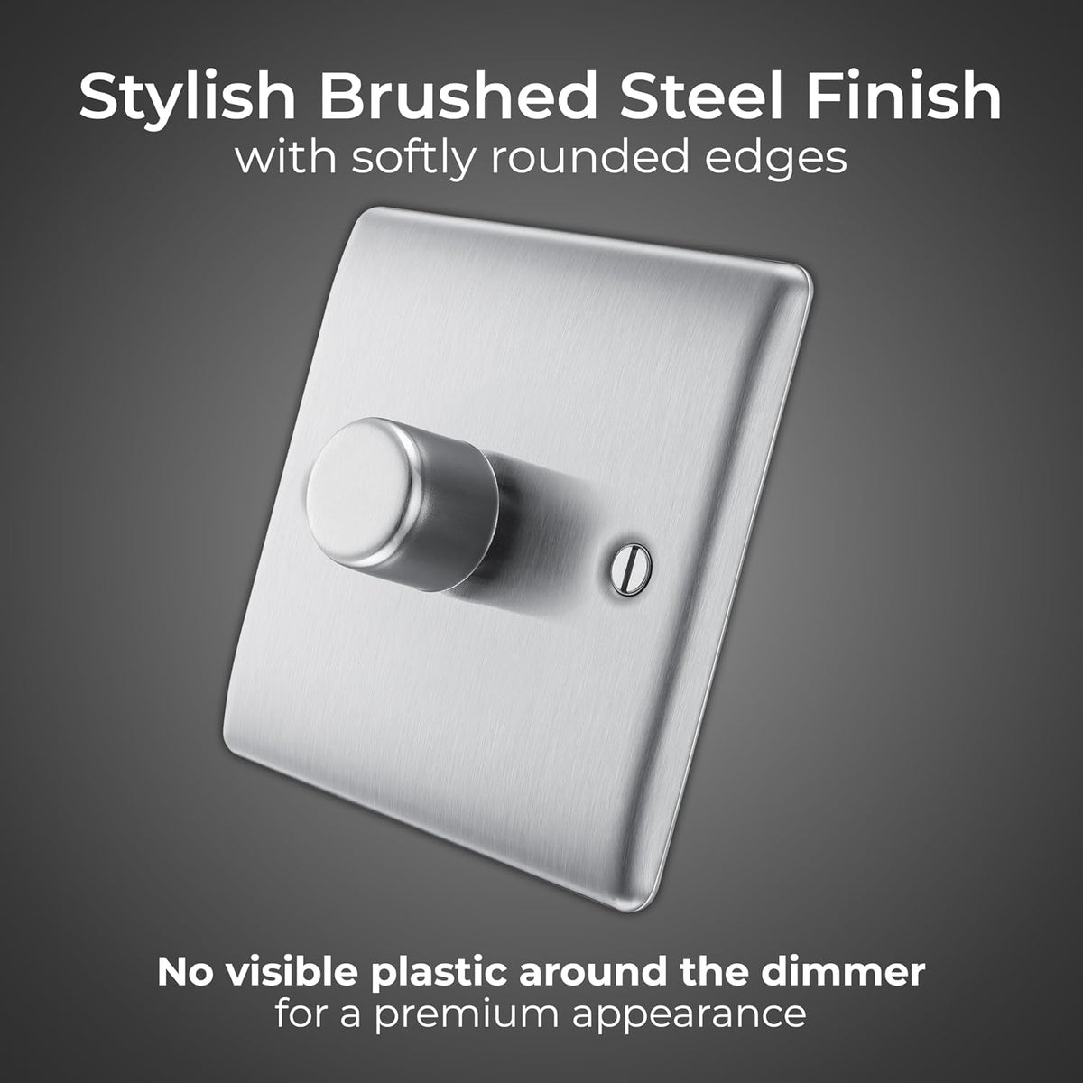 BG Electrical Single Dimmer Intelligent Light Switch, Brushed Steel, 2-Way 400 W NBS81P-01