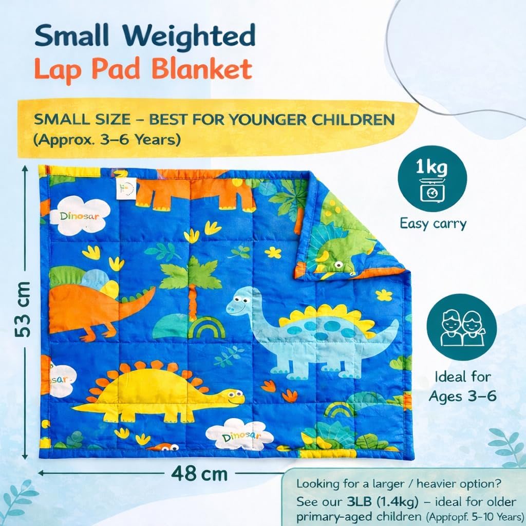 1kg (2LB) Small Weighted Lap Pad • Smaller Size (48 × 53cm) • Ages 3–6 Years Approx • Sensory Lap Pad • Classroom & School Use