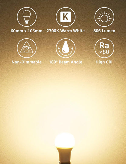 Lepro Bayonet Light Bulb, 8.5W=60W, 806lm, Warm White 2700K, Pack of 3