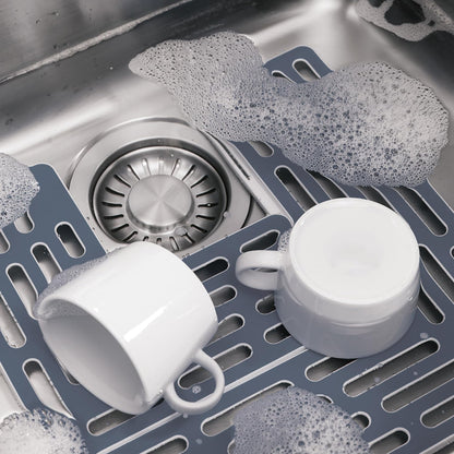 Joseph Joseph Sink Saver- 2 piece Adjustable Kitchen Sink Protector Mat with Non Slip feet, Grey