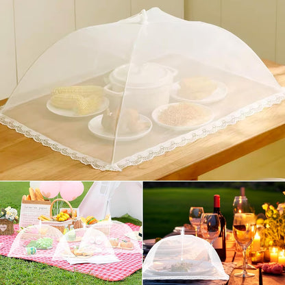 Homealexa 6 Pack Mesh Food Covers Pop Up, Reusable Food Net Covers (1 Extra-Large 24"×40" & 5×17"), Foldable Food Tent Fly Cover for Outdoor BBQ, Picnic, Garden Party, Cake, Fruit & Table Protection