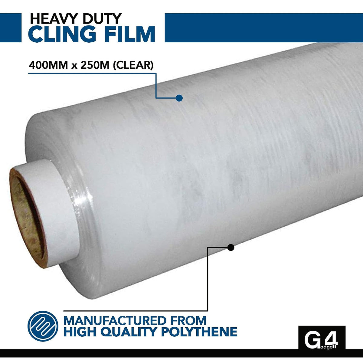 Heavy Duty Strong Pallet / StretchWrap / Shrink Wrap Packaging Cling Film - 400mm x 220m Pallet Stretch Wrap for Moving Home, Furniture, Luggage and Parcel