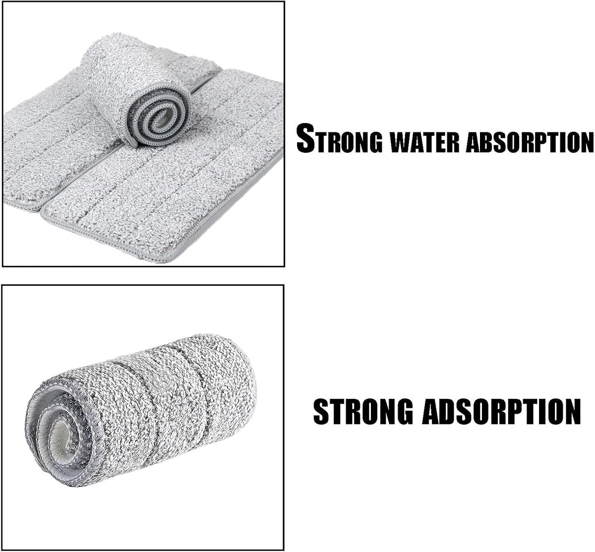 10 Microfibre Mop Pads, Washable Dry/Wet Replacement for All Spray Mops, Fit for Hardwood, Marble, Tiles, Laminate (Grey)
