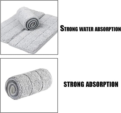 10 Microfibre Mop Pads, Washable Dry/Wet Replacement for All Spray Mops, Fit for Hardwood, Marble, Tiles, Laminate (Grey)