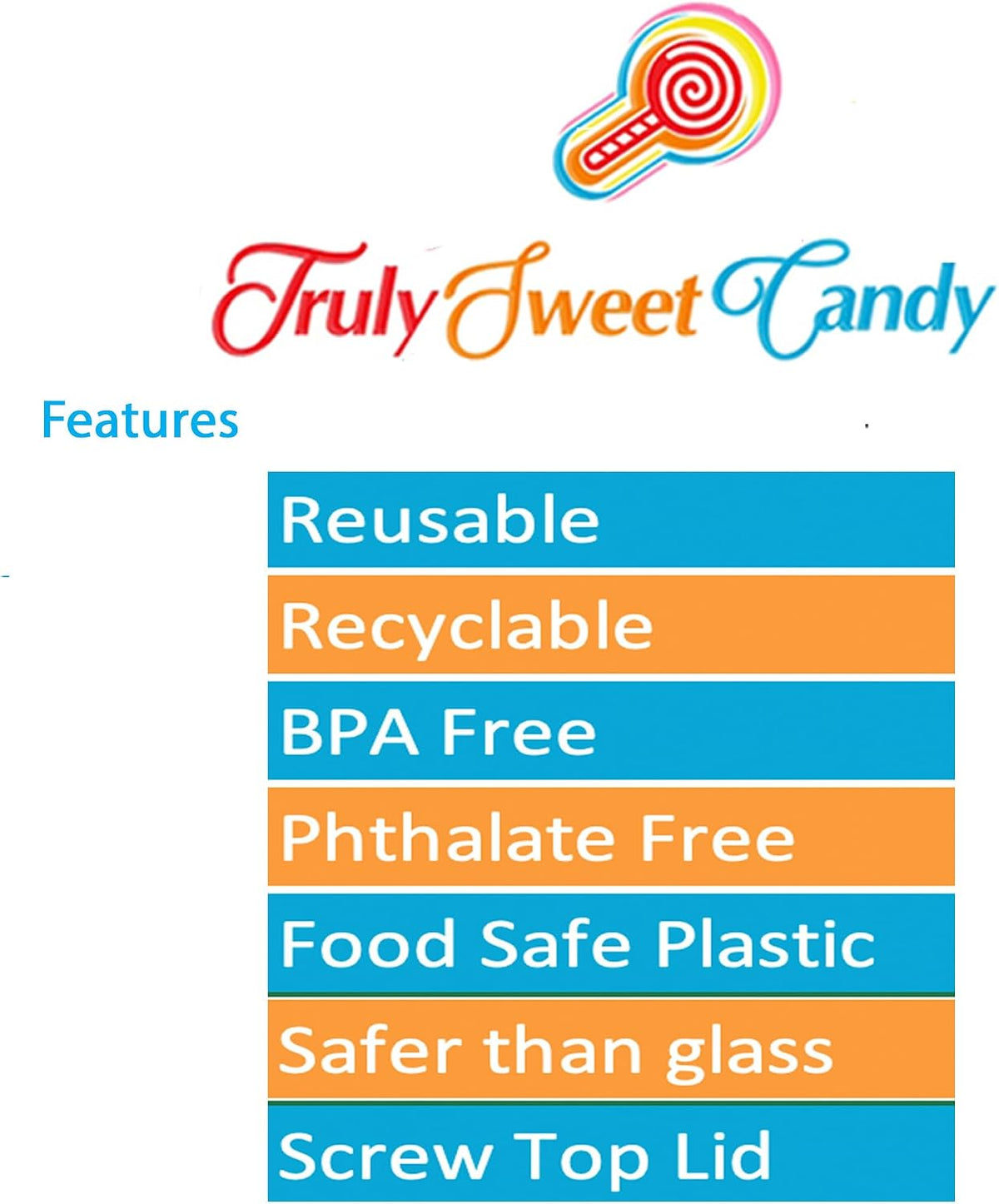 8 Assorted Empty Retro Plastic Sweet Jars for Candy Buffet - Just add sweets (White Lid)