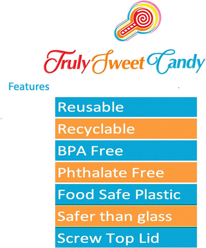 8 Assorted Empty Retro Plastic Sweet Jars for Candy Buffet - Just add sweets (White Lid)