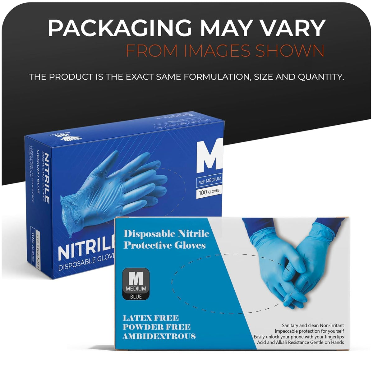 Surgicals Powder Free Nitrile Gloves, Food Grade, Hand Disposable Gloves - 100 Count - Blue (100, Medium)