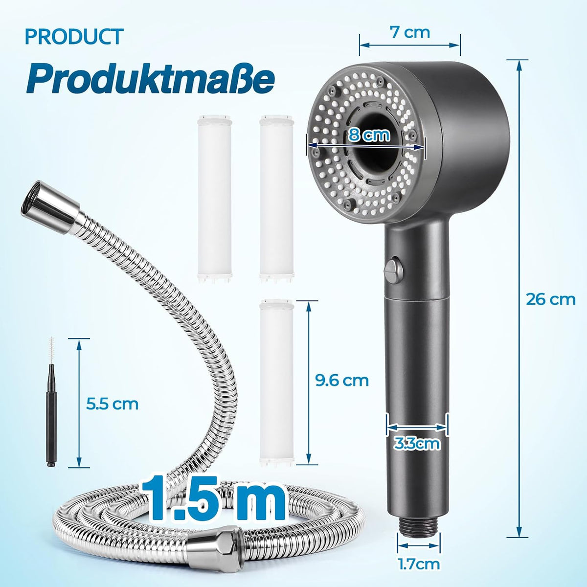 Blendura Shower Head with Hose, Hard Water Filter Shower Head