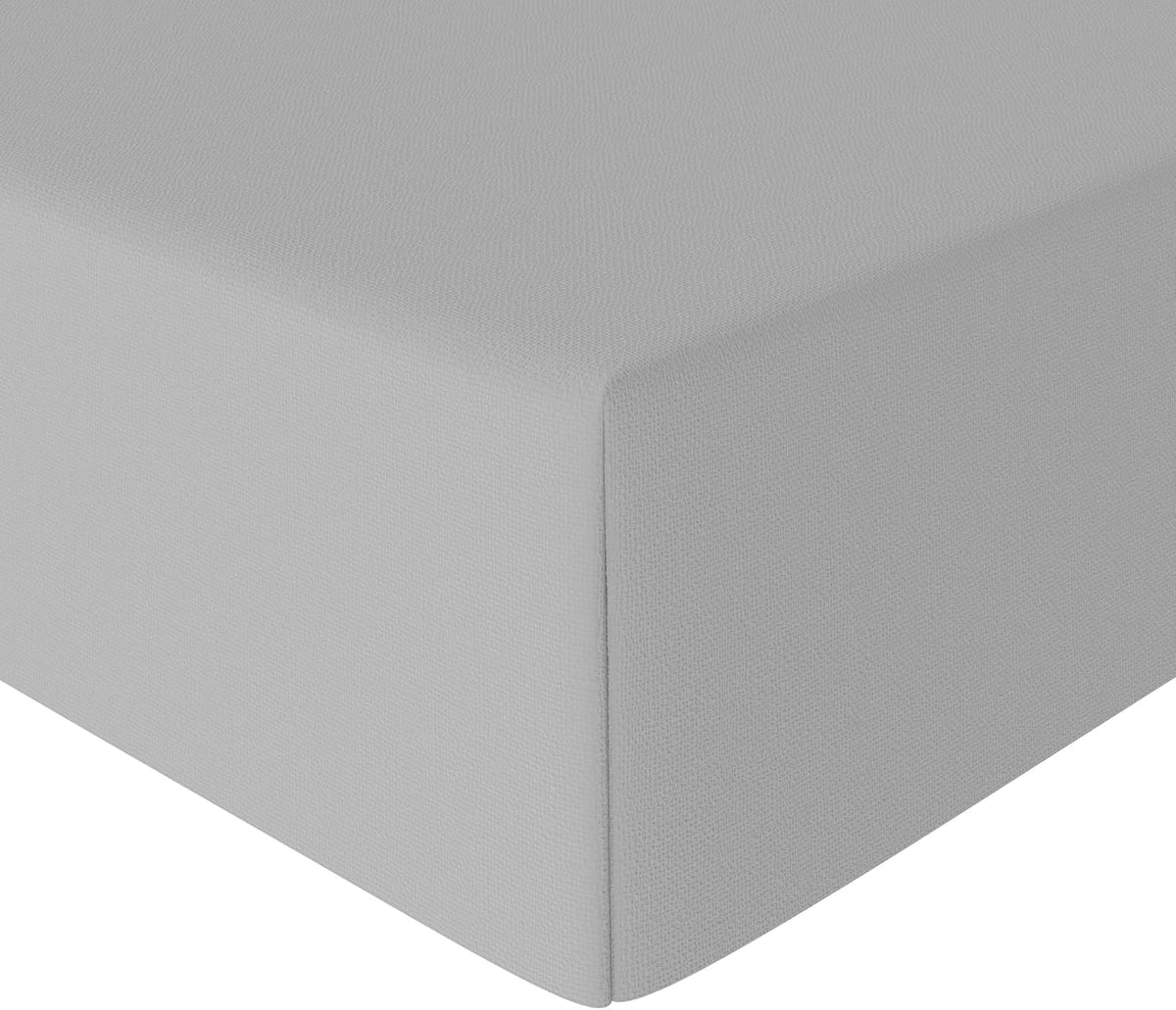 Amazon Basics Bedding Soft Microfibre Fitted Sheet with 12 inch (30 cm) Deep Pocket, 140 x 200 cm, Light Grey