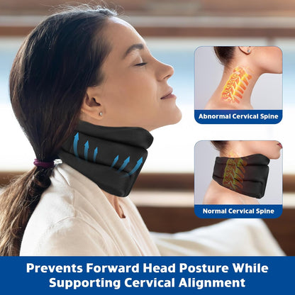 Starvortex Neck Support, Neck Brace for Neck Pain and Support, Breathable Foam Cervical Collar with 360° Support, Adjustable Neck Brace for Sleeping, Working and Travelling (With Extension Buckle)