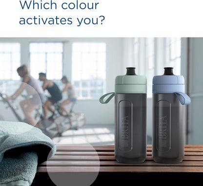 BRITA Sports Water Filter Bottle Model Active (600ml), 2x MicroDisc Filters | Dark Blue | squeezable sports bottle reducing PFAS, chlorine, micro impurities & more for on-the-go, travel, biking & hiking