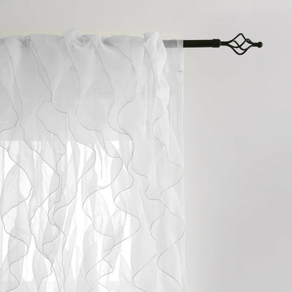Cascade Farmhouse Shabby Chic Sheer Voile Vertical Ruffled Waterfall Window for Bedroom Living Room Curtain Panel 2 Panels(White, 50"×84")