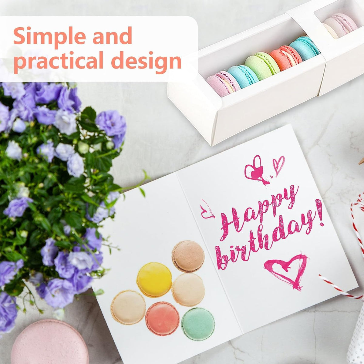 10 Pcs Macaron Boxes with Window, White Macaroons Box for Packaging 5 to 7 Macarons, Small Bakery Box Container for Chocolates, Biscuits, Truffles and Desserts