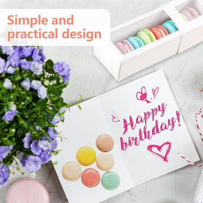 10 Pcs Macaron Boxes with Window, White Macaroons Box for Packaging 5 to 7 Macarons, Small Bakery Box Container for Chocolates, Biscuits, Truffles and Desserts