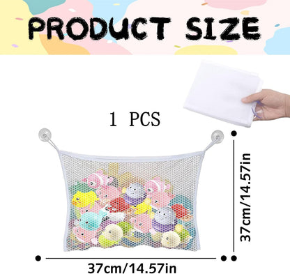 Bath Toy Net Storage,1pcs Bath Net,Fold-Able Bath Toy Storage Net with 2 Suction Hooks,Baby Kids Bath Net Quick Dryin Bath Toy Bag Net for Mesh Bath,Keep Bathtub Water Mold Free Neat and Tidy.